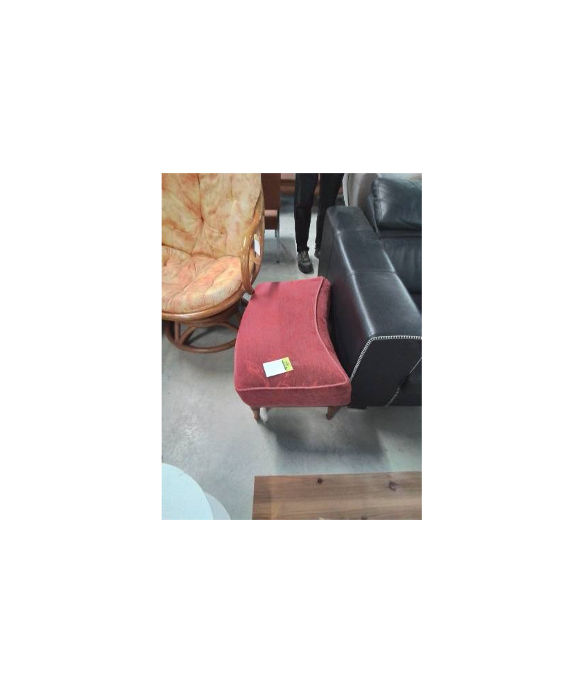 POUF BOIS MOULURÉ STYLE DIRECTOIRE VELOURS ROUGE