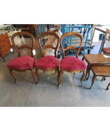 CHAISE LOUIS PHILIPPE ACAJOU VELOURS ROUGE 