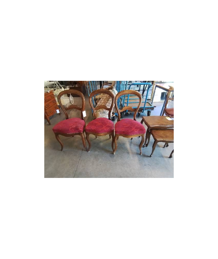 CHAISE LOUIS PHILIPPE ACAJOU VELOURS ROUGE 
