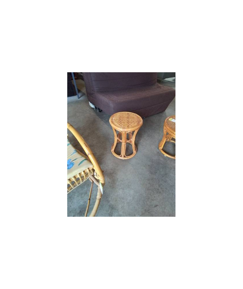 TABLE BASSE RONDE ROTIN ET VANNERIE 