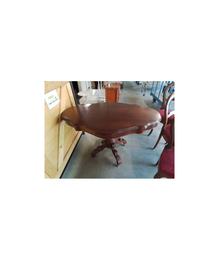 GUERIDON VIOLONNÉ ACAJOU NAPOLÉON III 2 TIROIRS 