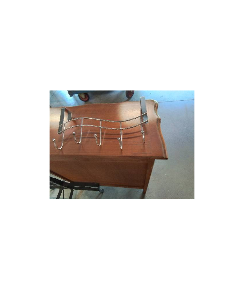 PORTE MANTEAU DE PORTE MÉTAL CHROMÉ 5 PATÈRES 