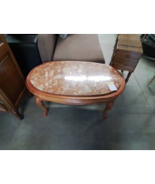 TABLE BASSE OVALE STYLE RÉGENCE PLATEAU MARBRE