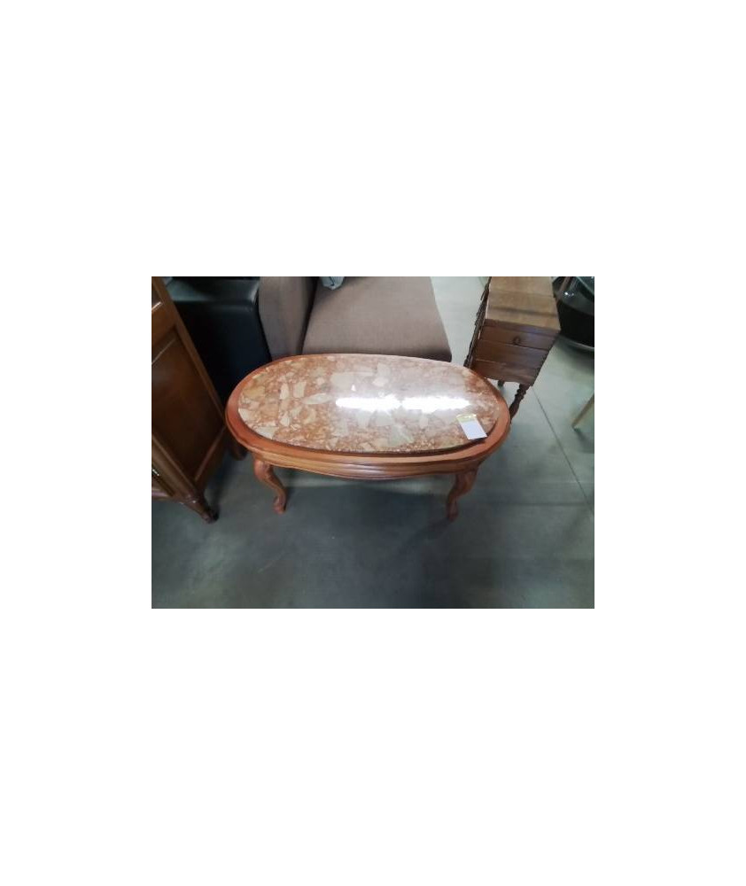 TABLE BASSE OVALE STYLE RÉGENCE PLATEAU MARBRE