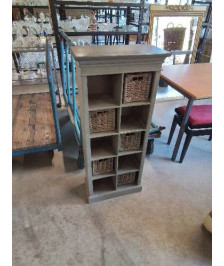 CHIFFONNIER BOIS TAUPE ET VANNERIE 