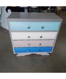 COMMODE 4 TIROIRS VINTAGE COLORÉE