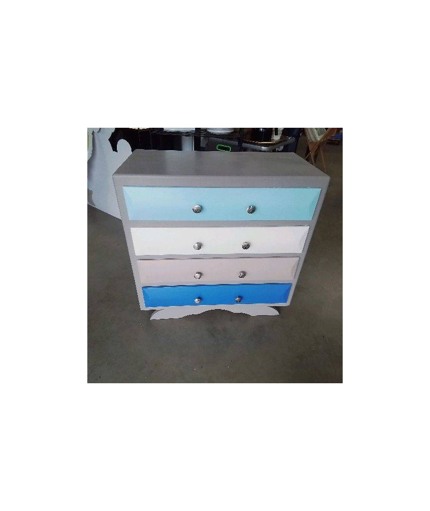 COMMODE 4 TIROIRS VINTAGE COLORÉE