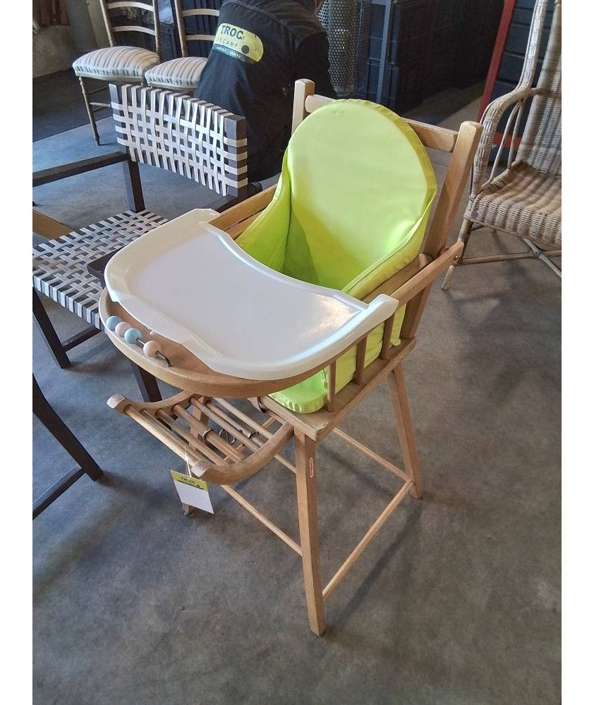 CHAISE HAUTE ENFANT BOIS CLAIR COMBELLE ANNÉES 50