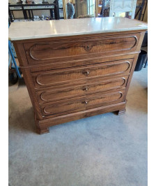 COMMODE NAPOLÉON III BOSI 4 TIROIRS DESSUS MARBRE BLANC