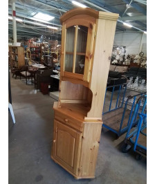 ENCOIGNURE VITRÉE PIN 2 CORPS 2 PORTES 1 TIROIR 1 NICHE 