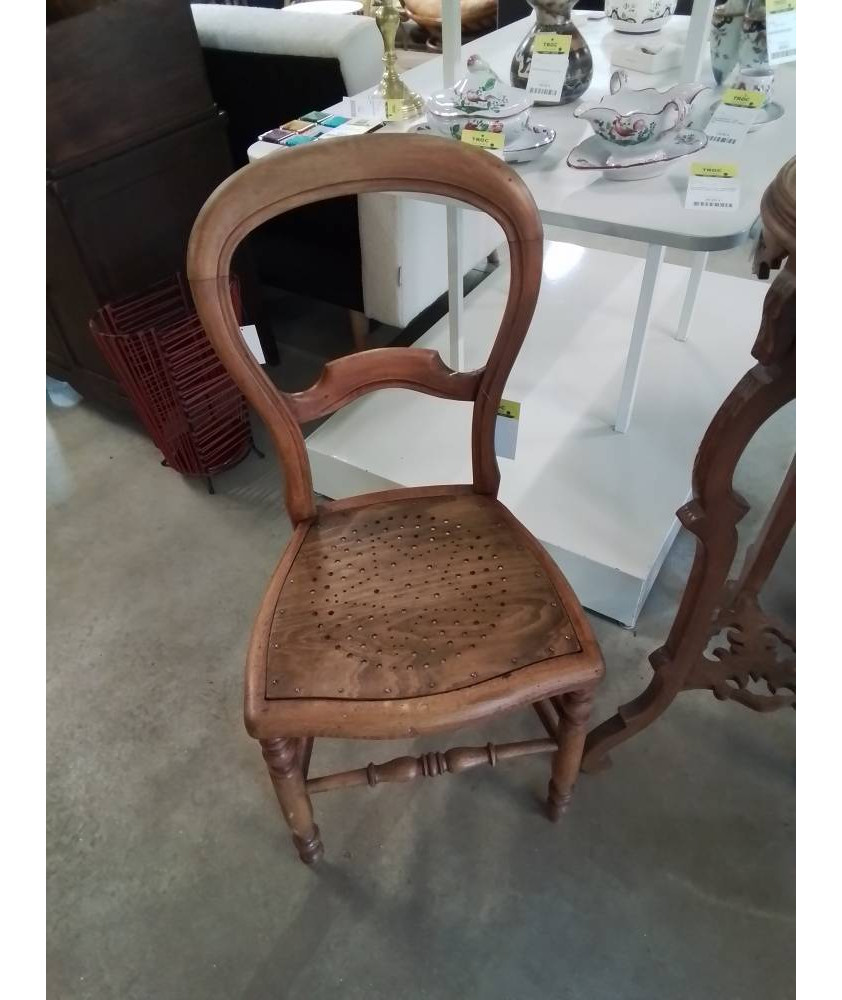 CHAISE NAPOLÉON III BOIS CLAIR ASSISE PERFORÉE 