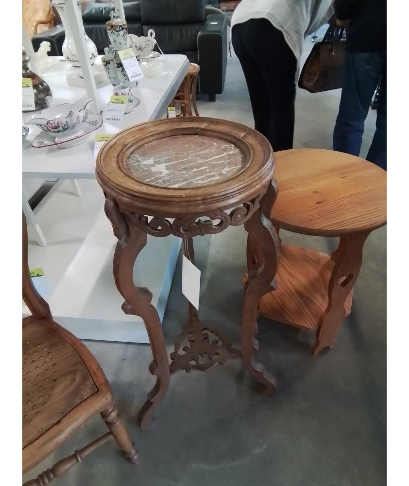 SELLETTE HAUTE RONDE BOIS SCULPTÉ DESSUS MARBRE FIN XIXE