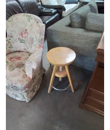 TABOURET A VIS BOIS CLAIR ET MÉTAL CHROMÉ 