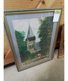 AQUARELLE CLOCHER D’EGLISE 