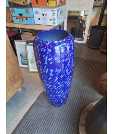 CACHE POT CÉRAMIQUE ÉMAILLÉE BLEU 92X24CM