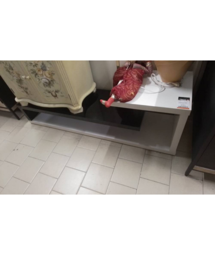 MEUBLE TV LAQUE BLANC/NOIR L UNITE