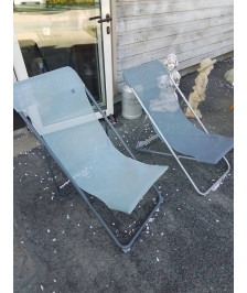 TRANSAT PLIANT LAFUMA MÉTAL ET TOILE GRISE