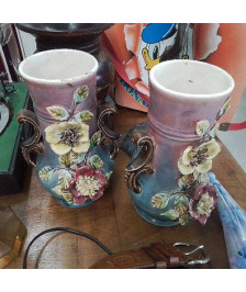 PAIRE DE VASES BARBOTINES EN L’ETAT