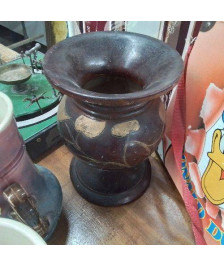 VASE MOTIFS FEUILLES DORÉES