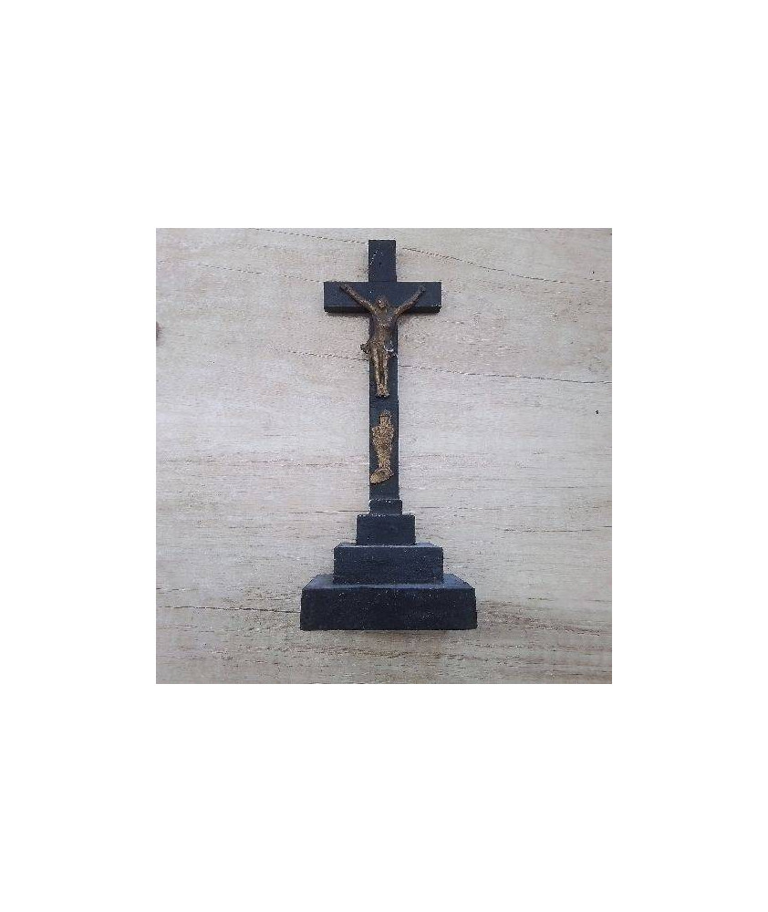 CRUCIFIX SOCLE BOIS
