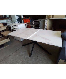 TABLE DE SALLE À MANGER PLATEAU BLANC PIED NOIR