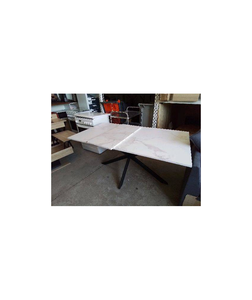 TABLE DE SALLE À MANGER PLATEAU BLANC PIED NOIR