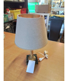 LAMPE LAITON SOCLE MARBRE AJ GRIS LISERÉ DORÉ 