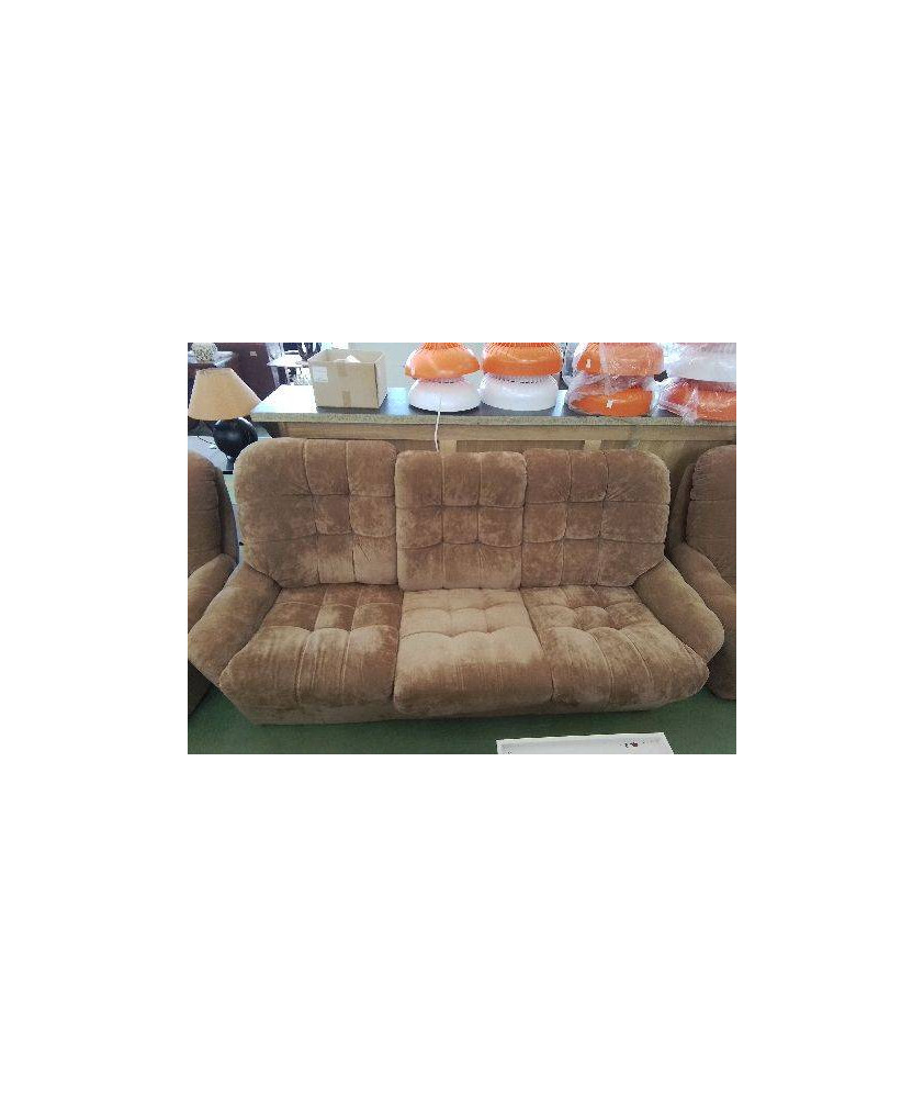 CANAPÉ 3 PLACES TISSU COULEUR CARAMEL 