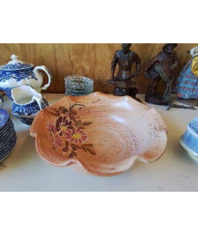 SALADIER MOTIF FLORAL TERRE CUITE FAIT MAIN 