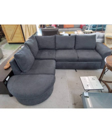 CANAPÉ D’ANGLE TISSU GRIS CONVERTIBLE 