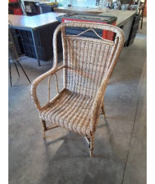 FAUTEUIL ROTIN HAUT DOSSIER ANNÉES 60 EN L\'ÉTAT 