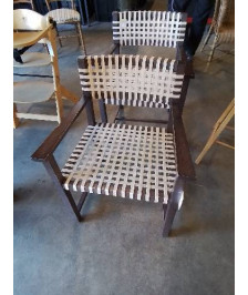 FAUTEUIL PIÈTEMENT BOIS ASSISE ET DOSSIER TRESSÉ 