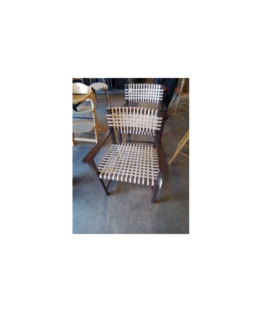 FAUTEUIL PIÈTEMENT BOIS ASSISE ET DOSSIER TRESSÉ 
