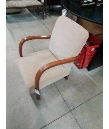FAUTEUIL ACCOTOIRS BOIS CLAIR TISSU BEIGE