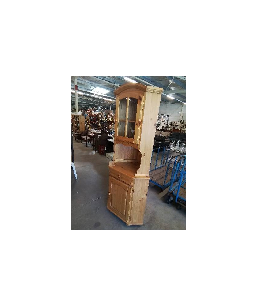 ENCOIGNURE VITRÉE PIN 2 CORPS 2 PORTES 1 TIROIR 1 NICHE 
