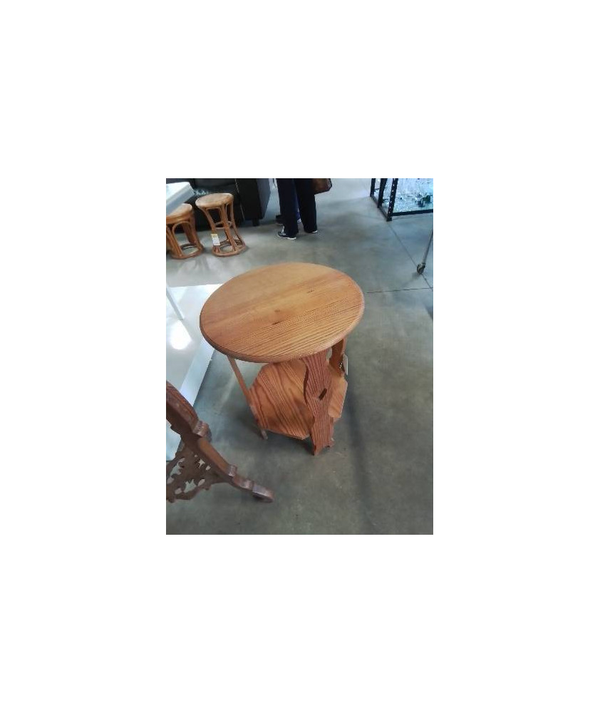 GUERIDON ROND PIN AUX COEURS