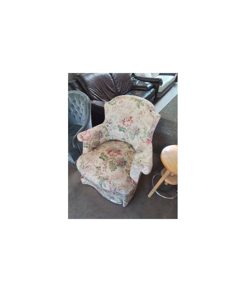 CRAPAUD NAPOLÉON III TISSU ÉCRU AUX FLEURS