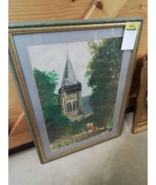 AQUARELLE CLOCHER D’EGLISE 