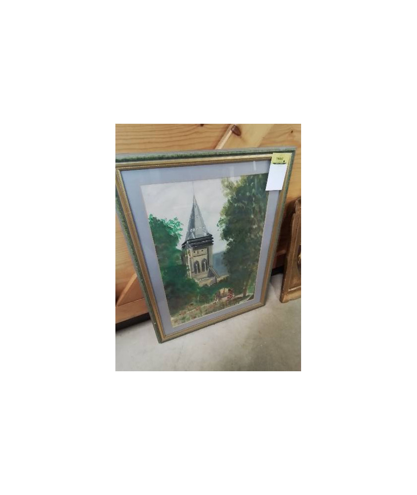 AQUARELLE CLOCHER D’EGLISE 