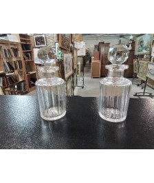 PAIRE DE FLACONS CRISTAL TAILLÉ FIN XIXE DÉBUT XXE