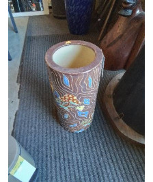 PORTE PARAPLUIE CÉRAMIQUE ÉMAILLÉE DÉCOR AUX CHAMPIGNONS 