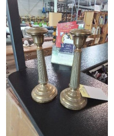 PAIRE DE BOUGEOIRS LAITON EPOQUE EMPIRE