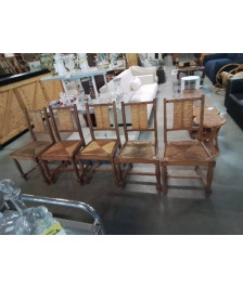 5 CHAISES BOIS PAILLÉ ANNÉES 50 DABS LE GOUT DE CHARLES  DUDOUYT