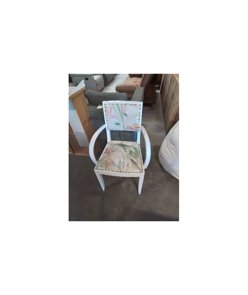 BRIDGE BOIS PEINT BLANC ASSISE ET DOSSIER TISSU FLEURI ANNÉES 60