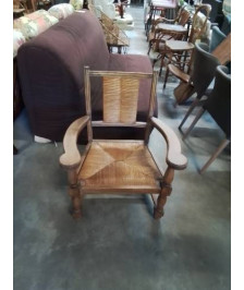 FAUTEUIL BOIS PAILLÉ ANNÉES 50 DANS LE GOUT DE CHARLES DUDOUYT