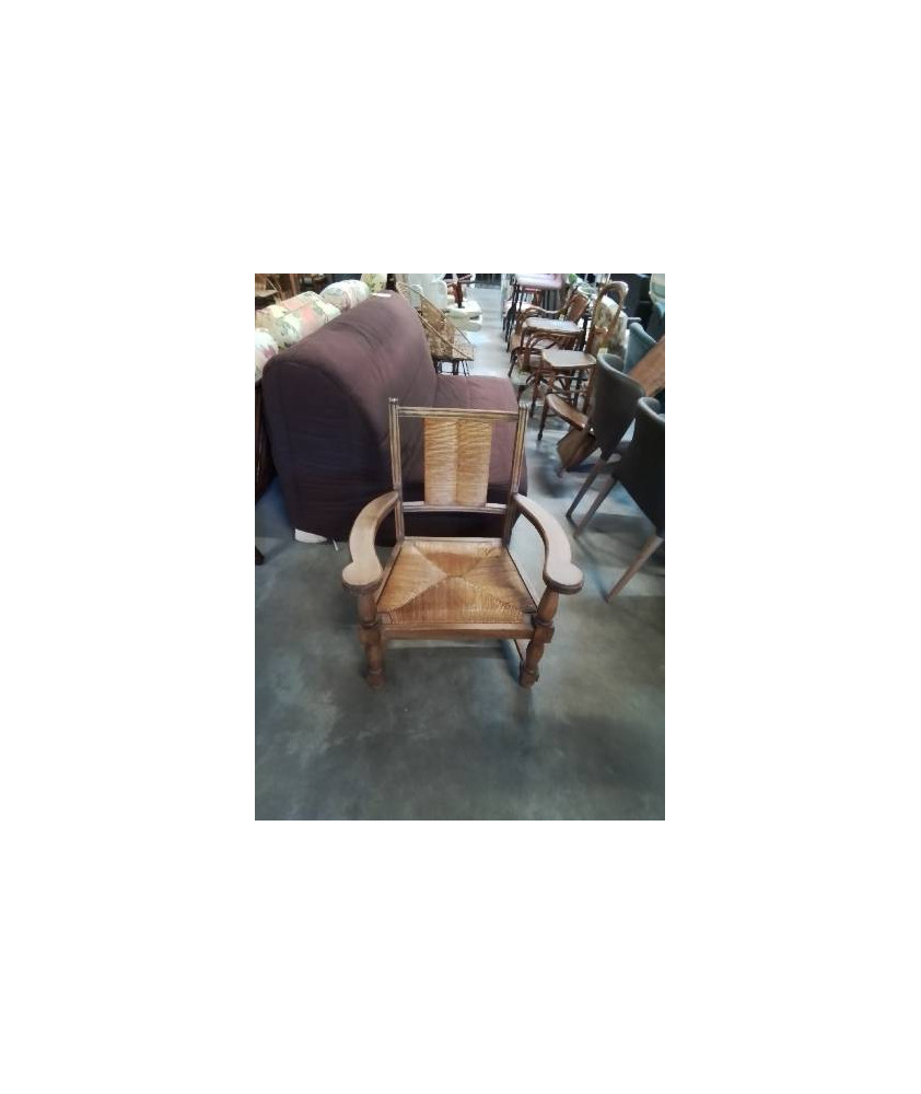 FAUTEUIL BOIS PAILLÉ ANNÉES 50 DANS LE GOUT DE CHARLES DUDOUYT