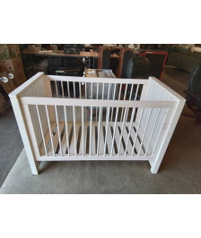 LIT BEBE BOIS CERUSÉ BLANC A BARREAUX 60X120