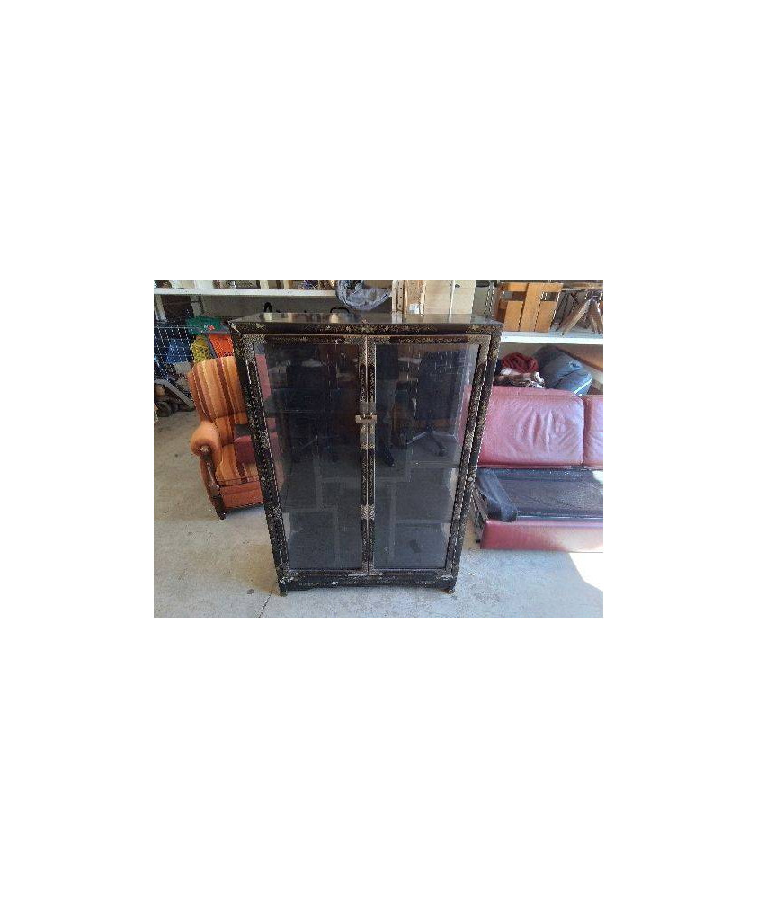 VITRINE BIBLIOTHÈQUE ASYMÉTRIQUE NOIRE ASIATIQUE