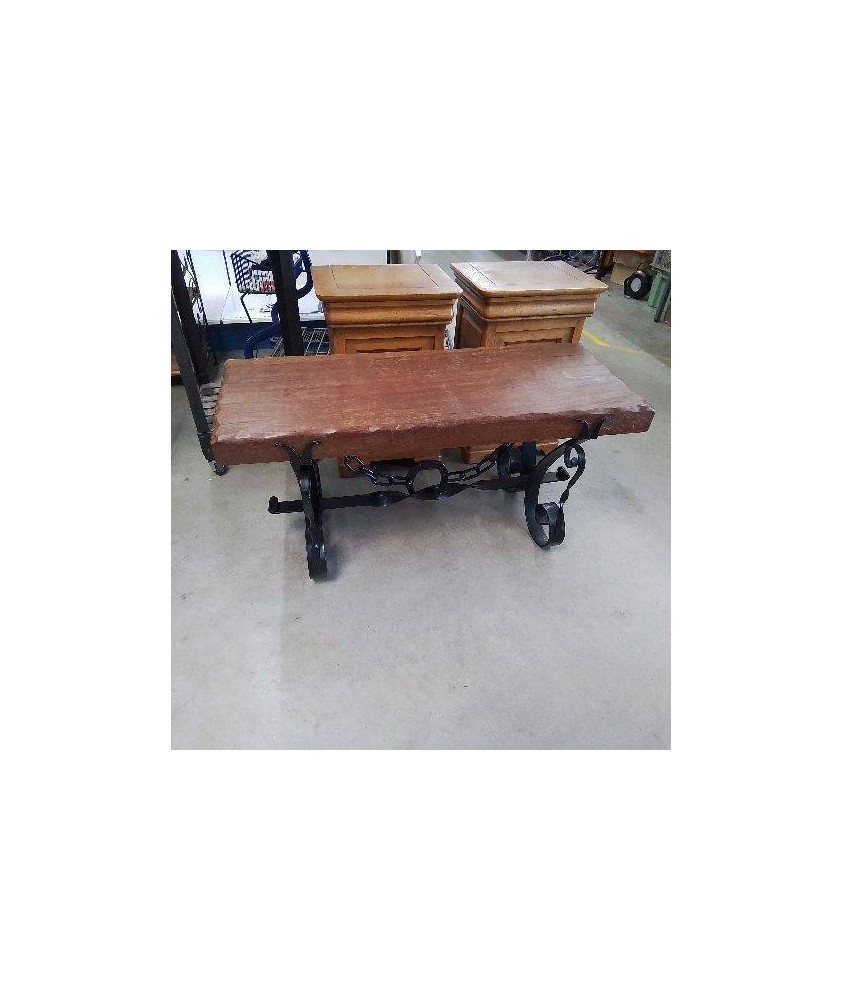 TABLE EN FER FORGÉ ET BOIS