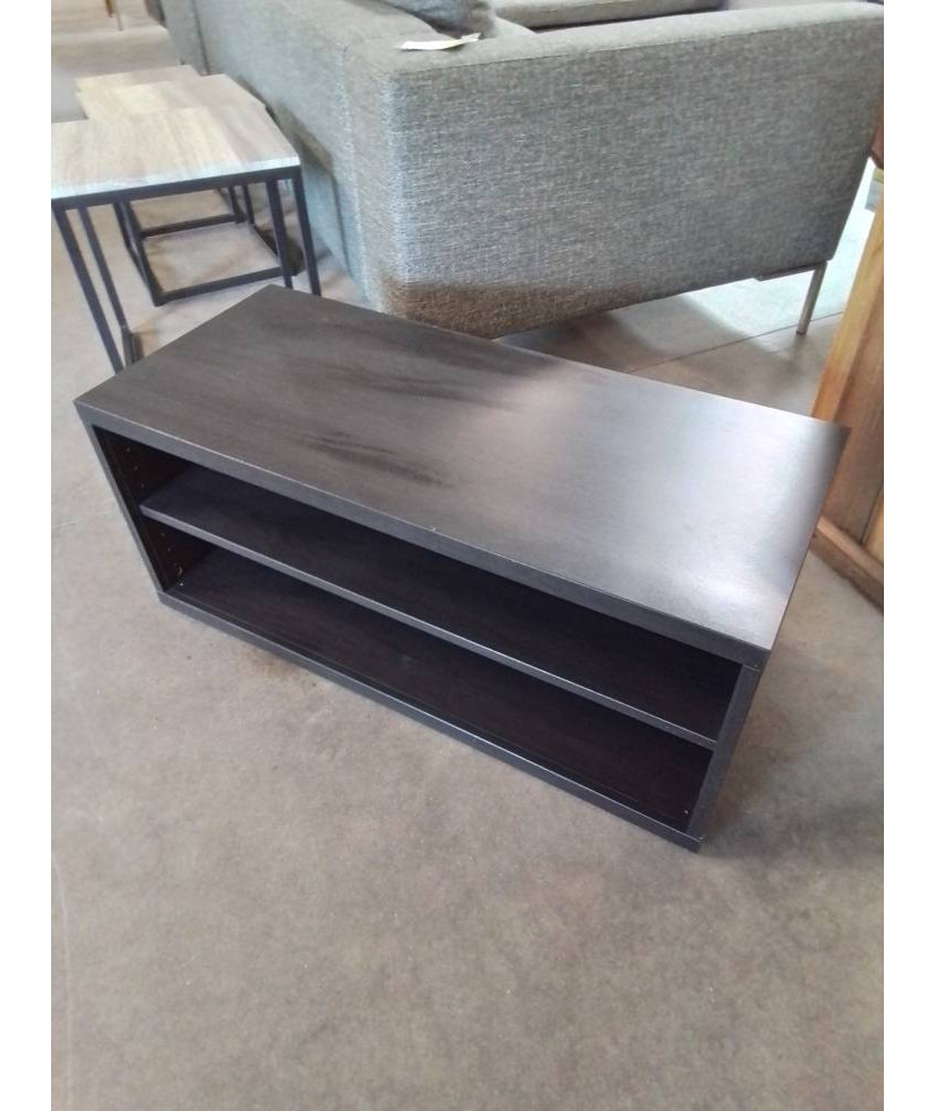 MEUBLE TV BAS BOIS NOIR WENGE 2 NICHES 